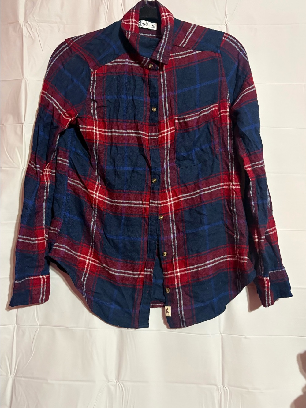 Red & Navy Plaid Button-Up Shirt